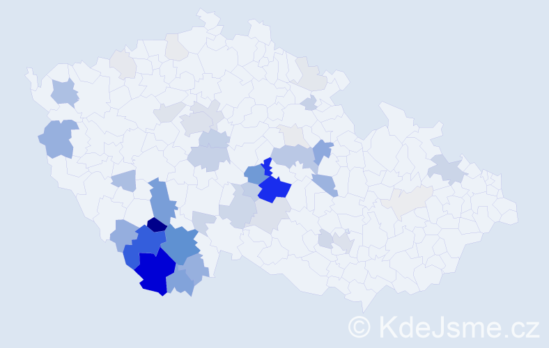 Příjmení: 'Pártlová', počet výskytů 183 v celé ČR