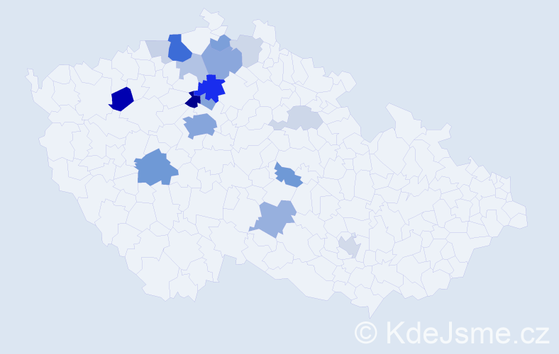 Příjmení: 'Derflová', počet výskytů 54 v celé ČR