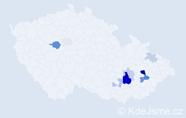 Příjmení: 'Stěnička', počet výskytů 18 v celé ČR