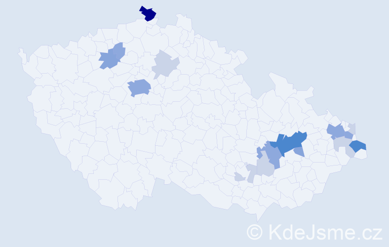 Příjmení: 'Zbončák', počet výskytů 46 v celé ČR