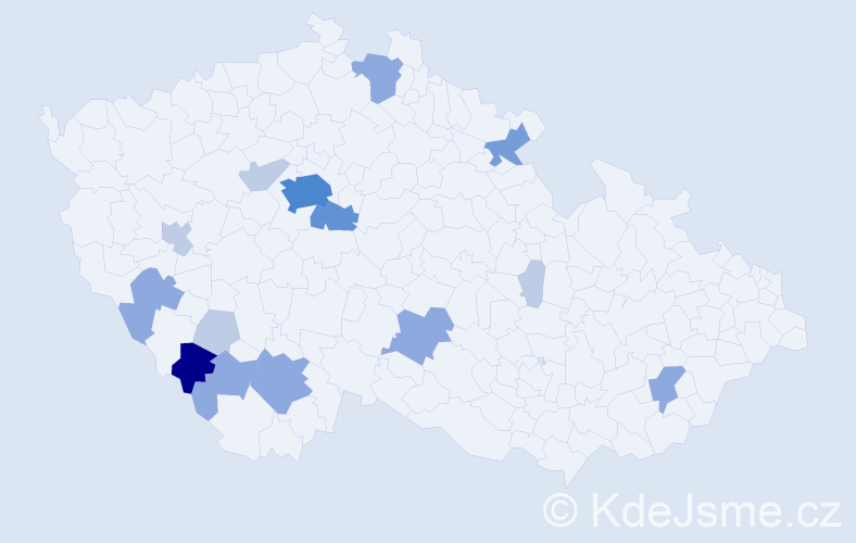 Příjmení: 'Vozobulová', počet výskytů 38 v celé ČR
