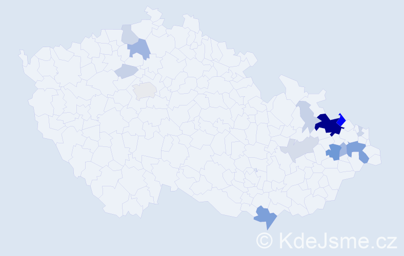 Příjmení: 'Valušek', počet výskytů 63 v celé ČR
