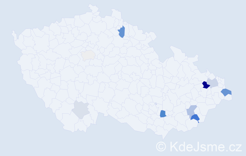Příjmení: 'Ciesar', počet výskytů 22 v celé ČR