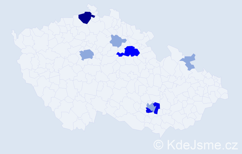 Příjmení: 'Mahn', počet výskytů 19 v celé ČR