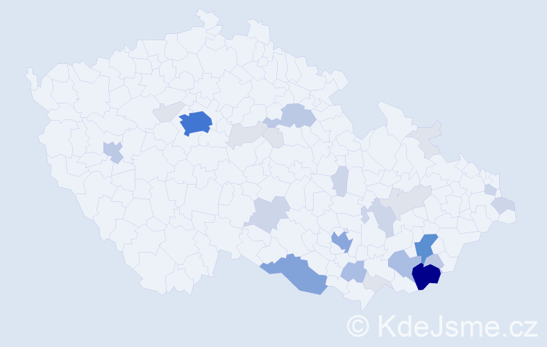 Příjmení: 'Pilka', počet výskytů 101 v celé ČR