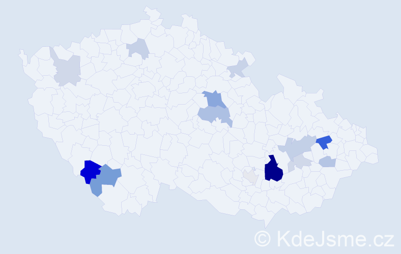 Příjmení: 'Kudýn', počet výskytů 31 v celé ČR