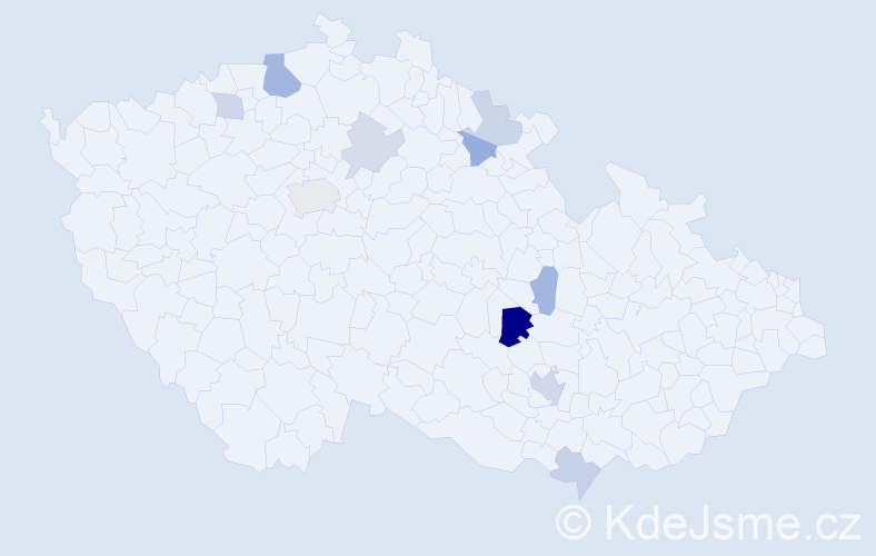 Příjmení: 'Hodovancová', počet výskytů 18 v celé ČR