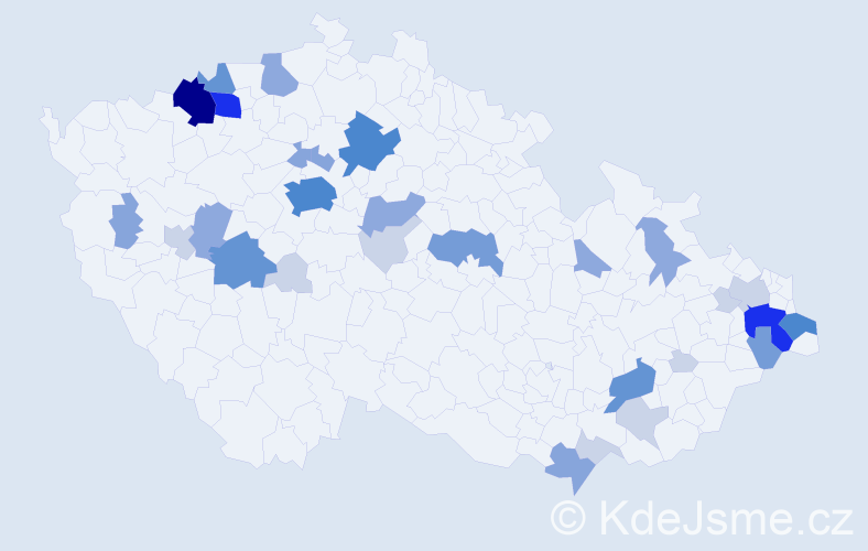 Příjmení: 'Bucha', počet výskytů 102 v celé ČR
