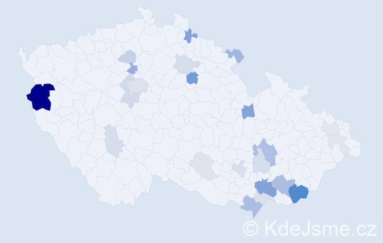 Příjmení: 'Kubenová', počet výskytů 72 v celé ČR