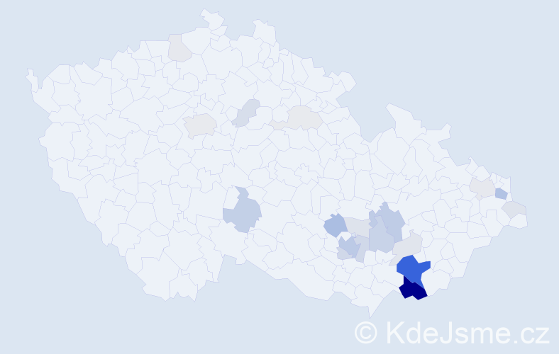 Příjmení: 'Páčová', počet výskytů 83 v celé ČR