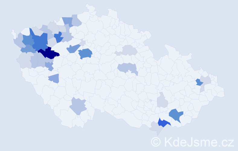 Příjmení: 'Knedlík', počet výskytů 122 v celé ČR