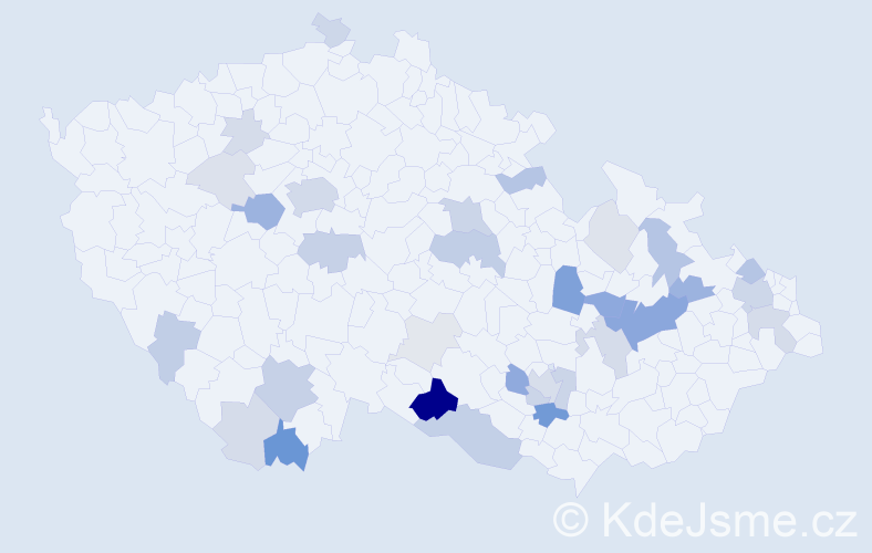 Příjmení: 'Endl', počet výskytů 100 v celé ČR