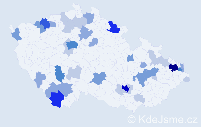 Příjmení: 'Bako', počet výskytů 106 v celé ČR