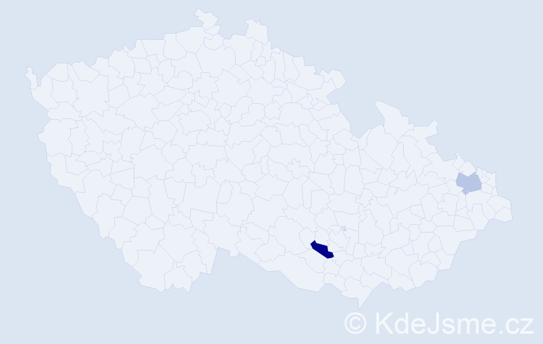 Příjmení: 'Mysla', počet výskytů 4 v celé ČR