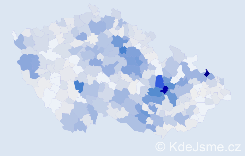 Příjmení: 'Komárek', počet výskytů 2694 v celé ČR