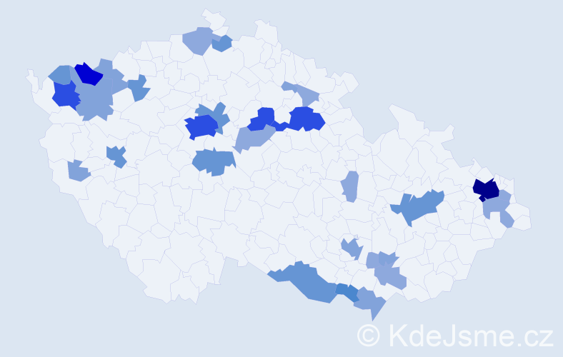 Příjmení: 'Karbula', počet výskytů 85 v celé ČR