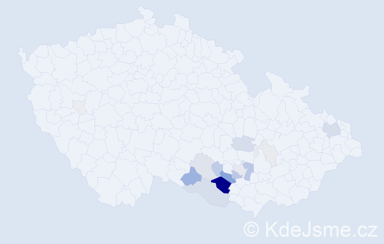 Příjmení: 'Ruibarová', počet výskytů 50 v celé ČR