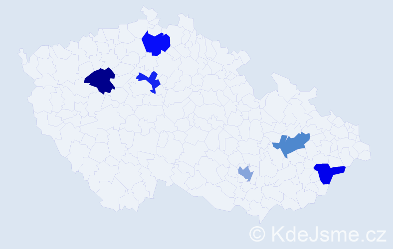 Příjmení: 'Karczub', počet výskytů 6 v celé ČR