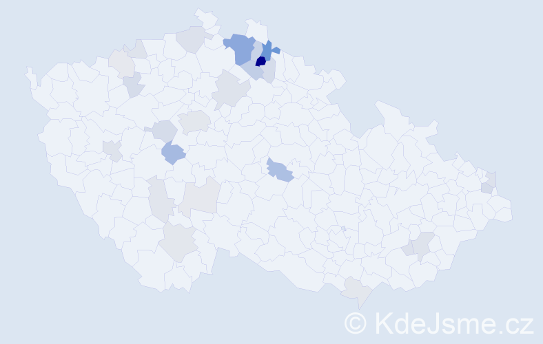 Příjmení: 'Kujanová', počet výskytů 74 v celé ČR