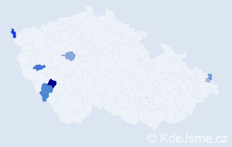 Příjmení: 'Bobula', počet výskytů 8 v celé ČR