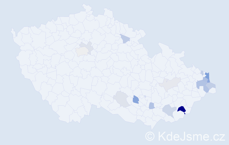 Příjmení: 'Gorecká', počet výskytů 38 v celé ČR