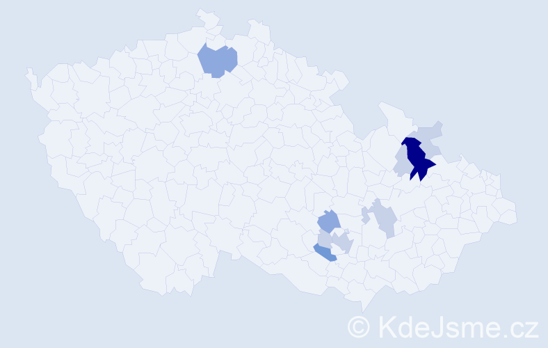 Příjmení: 'Kulašová', počet výskytů 25 v celé ČR