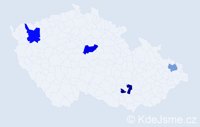 Příjmení: 'Letal', počet výskytů 4 v celé ČR