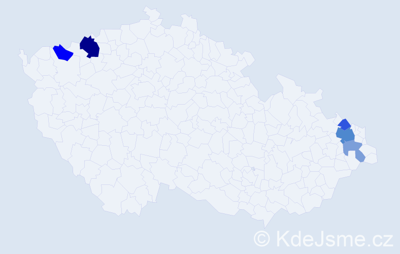 Příjmení: 'Sesztáková', počet výskytů 10 v celé ČR