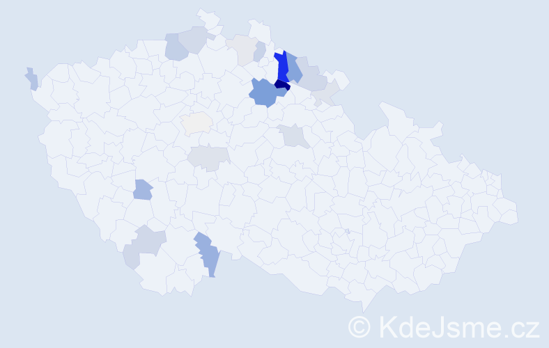 Příjmení: 'Povr', počet výskytů 43 v celé ČR