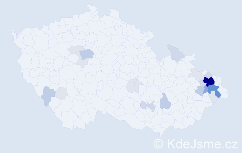 Příjmení: 'Tichopádová', počet výskytů 78 v celé ČR