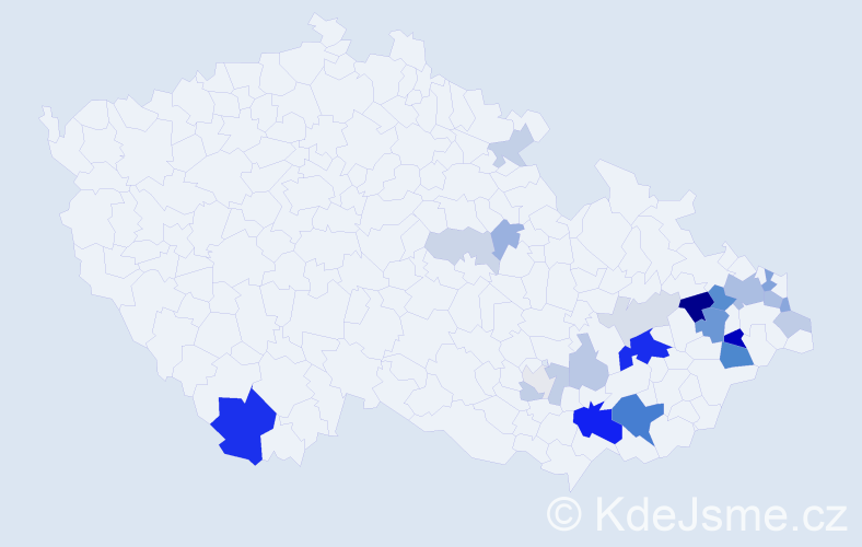 Příjmení: 'Valčuhová', počet výskytů 60 v celé ČR