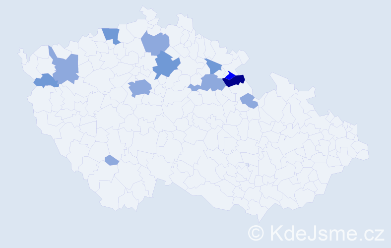 Příjmení: 'Kahanec', počet výskytů 24 v celé ČR