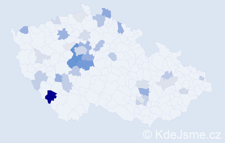 Příjmení: 'Šebánek', počet výskytů 103 v celé ČR
