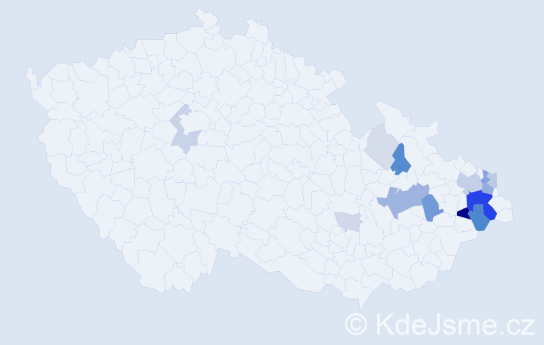 Příjmení: 'Kaduch', počet výskytů 51 v celé ČR