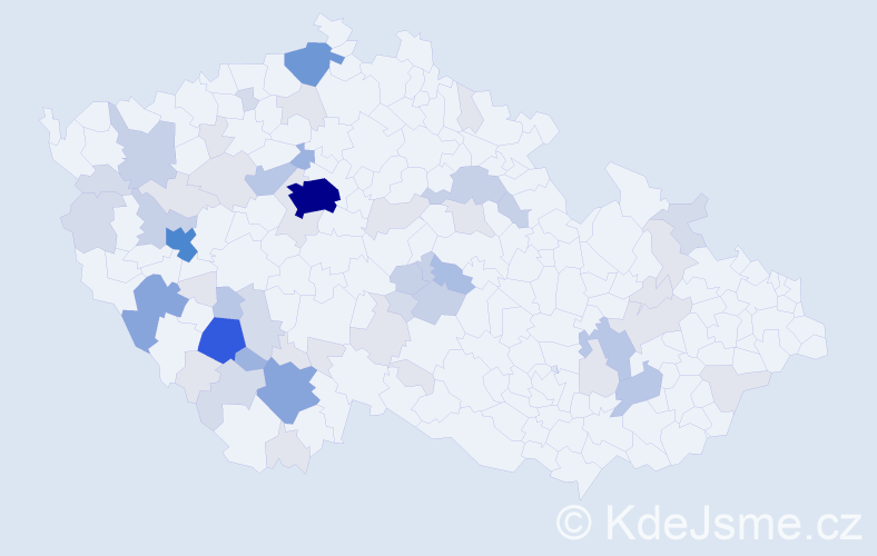 Příjmení: 'Křišťan', počet výskytů 186 v celé ČR
