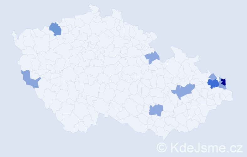 Příjmení: 'Kelerová', počet výskytů 29 v celé ČR