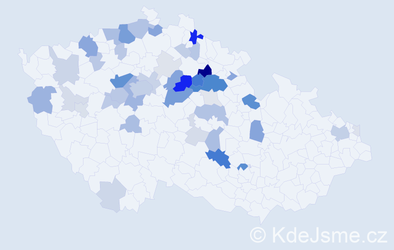 Příjmení: 'Pácalová', počet výskytů 157 v celé ČR