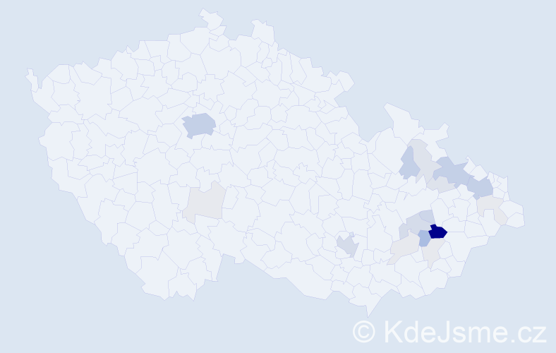 Příjmení: 'Krajcar', počet výskytů 102 v celé ČR