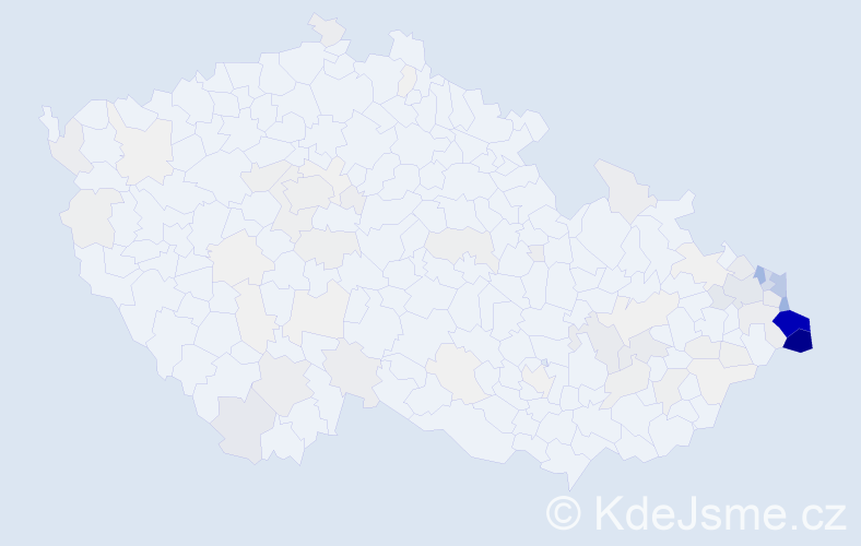 Příjmení: 'Cieslar', počet výskytů 485 v celé ČR
