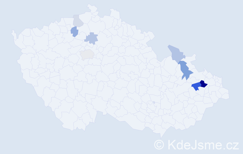 Příjmení: 'Rubač', počet výskytů 15 v celé ČR