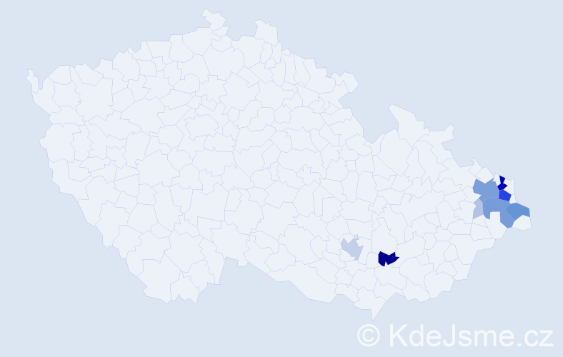 Příjmení: 'Kajfošová', počet výskytů 46 v celé ČR