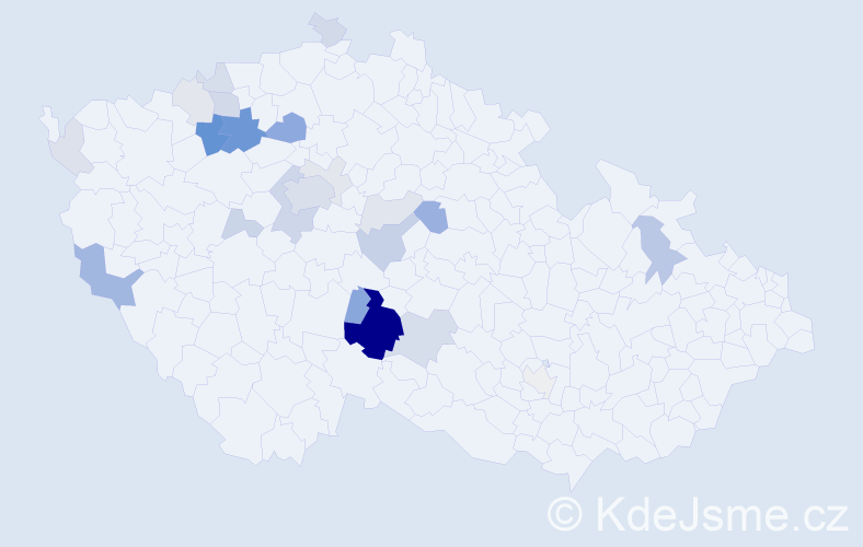 Příjmení: 'Kubiska', počet výskytů 76 v celé ČR