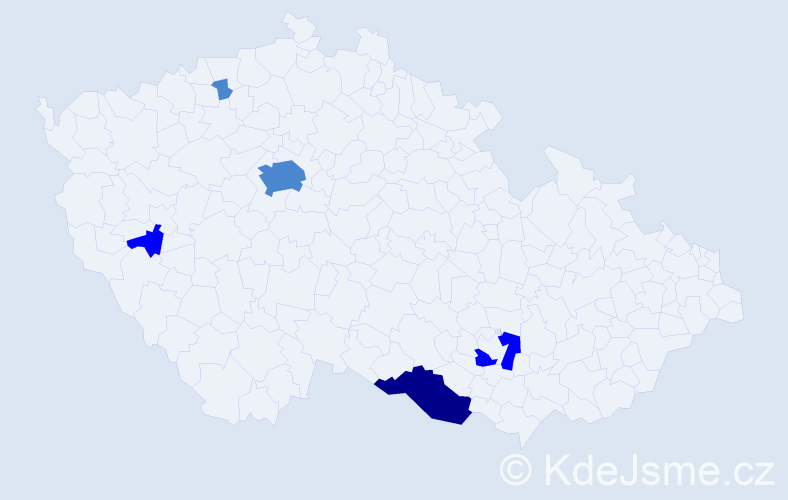 Příjmení: 'Tomašeková', počet výskytů 9 v celé ČR
