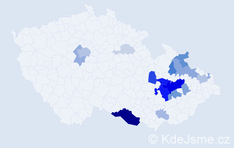 Příjmení: 'Kabilka', počet výskytů 59 v celé ČR