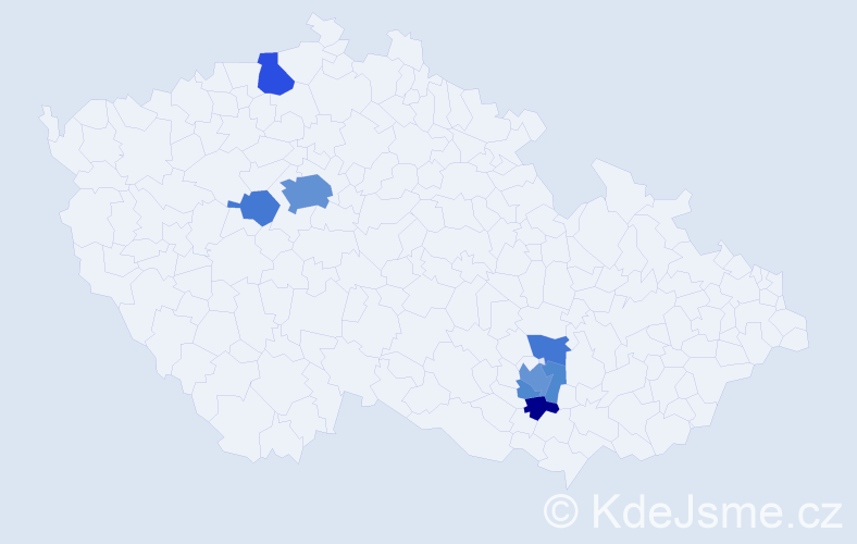 Příjmení: 'Drahanová', počet výskytů 18 v celé ČR