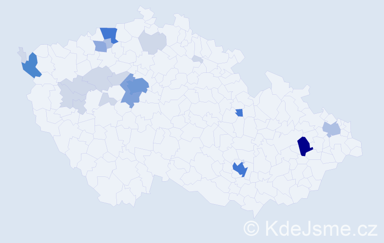 Příjmení: 'Jakubka', počet výskytů 71 v celé ČR