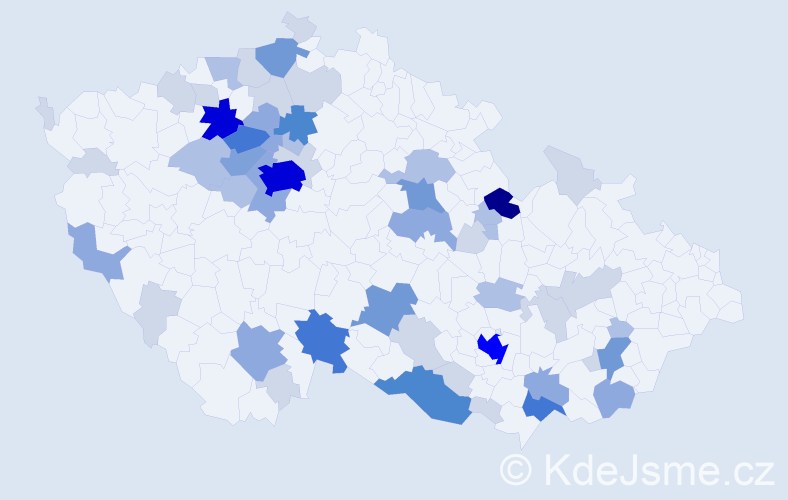 Příjmení: 'Valda', počet výskytů 176 v celé ČR