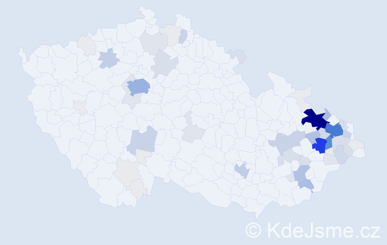 Příjmení: 'Havrlant', počet výskytů 290 v celé ČR