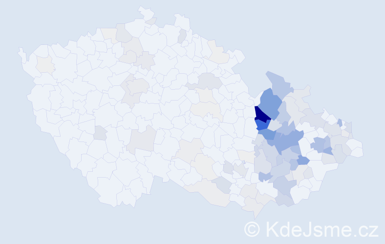 Příjmení: 'Balcárek', počet výskytů 434 v celé ČR