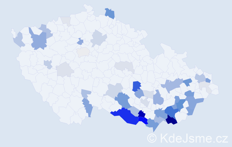 Příjmení: 'Pavlačka', počet výskytů 172 v celé ČR